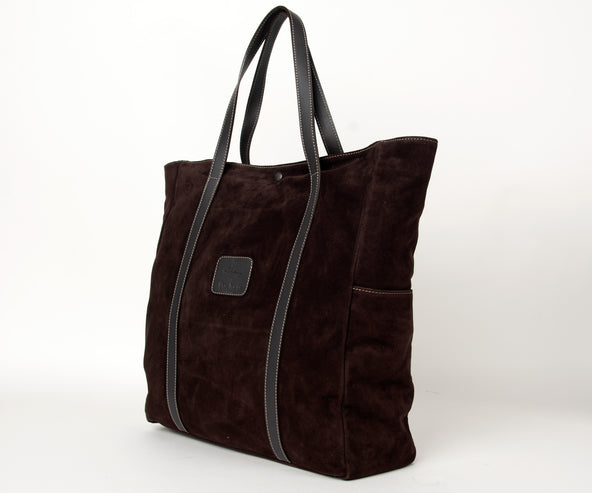 CALABRESE Shopping Suede Tote Bag Chocolate Brown