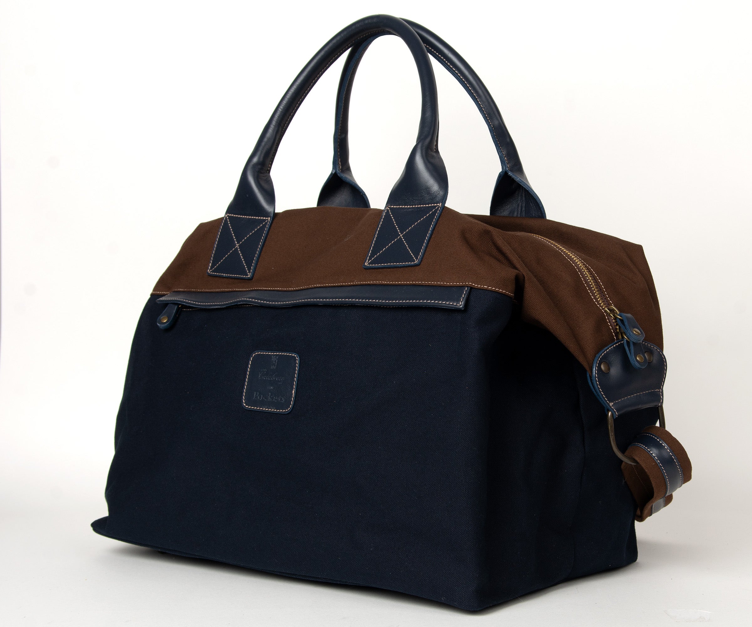 CALABRESE Lipari Fabric And Leather Medium Bag Navy