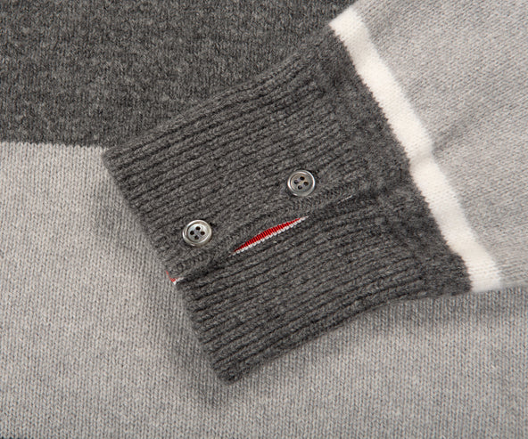 Thom Browne Bar Striped Rugby Polo Grey