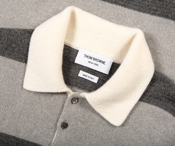 Thom Browne Bar Striped Rugby Polo Grey