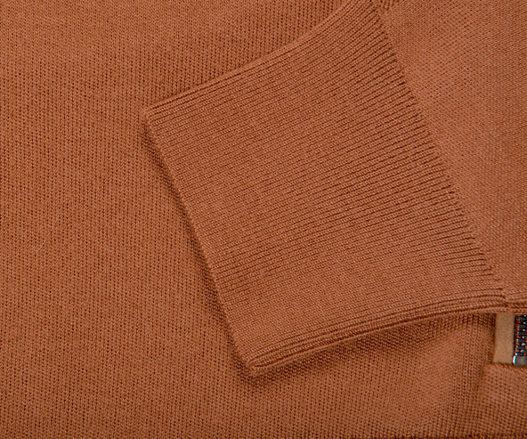 HUGO BOSS Padrone 1/4 Zip Merino Wool Knit Rust