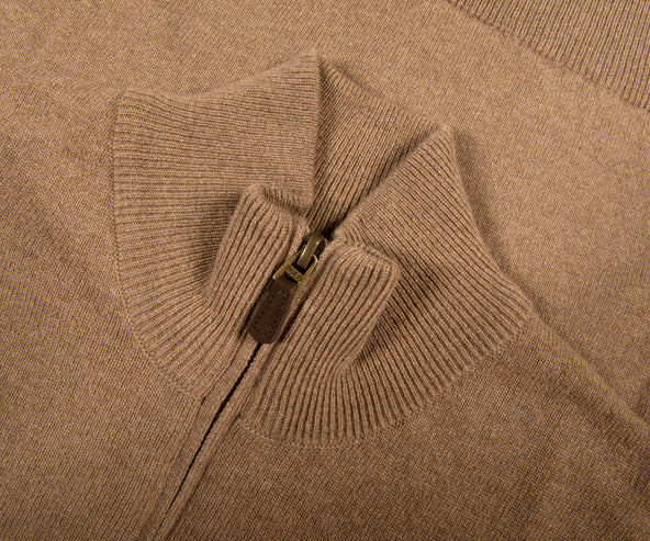 Polo Ralph Lauren Classic Logo 1/4 Zip Knit Honey Brown Heather