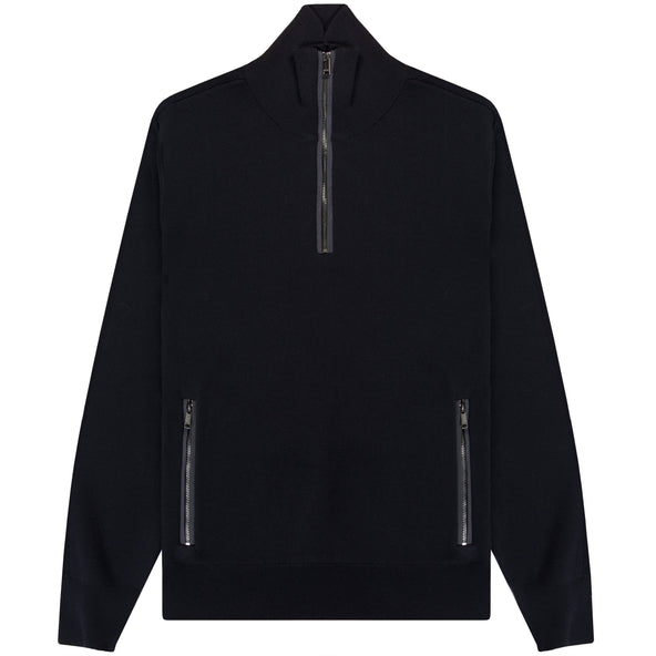HUGO BOSS Padrone 1/4 Zip Merino Wool Knit Navy