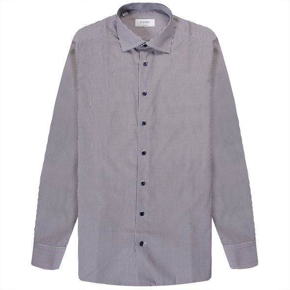 Eton Bengal Stripe Contemporary Shirt Navy/White