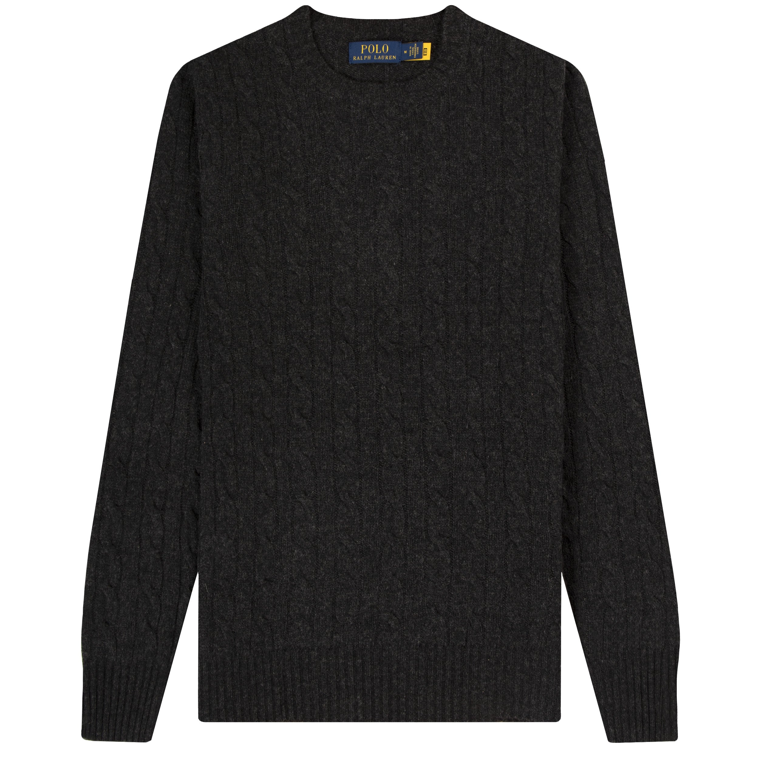 Ralph Lauren Classic Logo Crew Cable Knit Dark Granite Heather