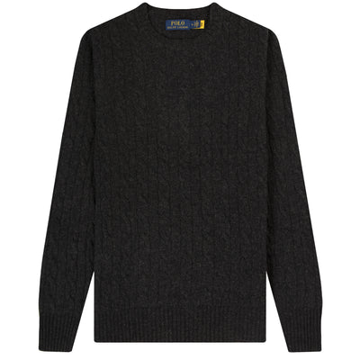 Polo Ralph Lauren Classic Logo Crew Cable Knit Dark Granite Heather