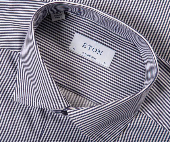 Eton Bengal Stripe Contemporary Shirt Navy/White
