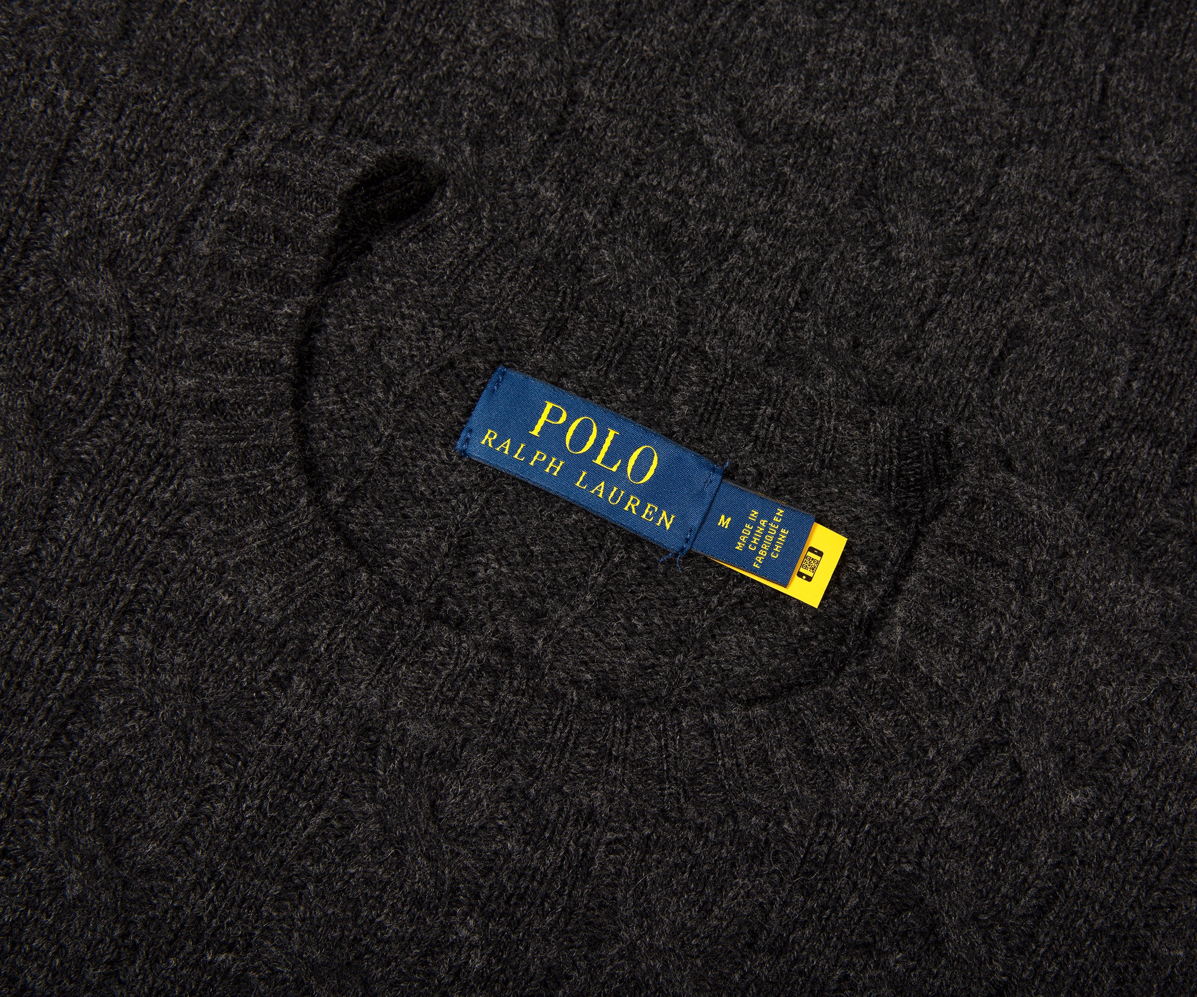 Ralph Lauren Classic Logo Crew Cable Knit Dark Granite Heather