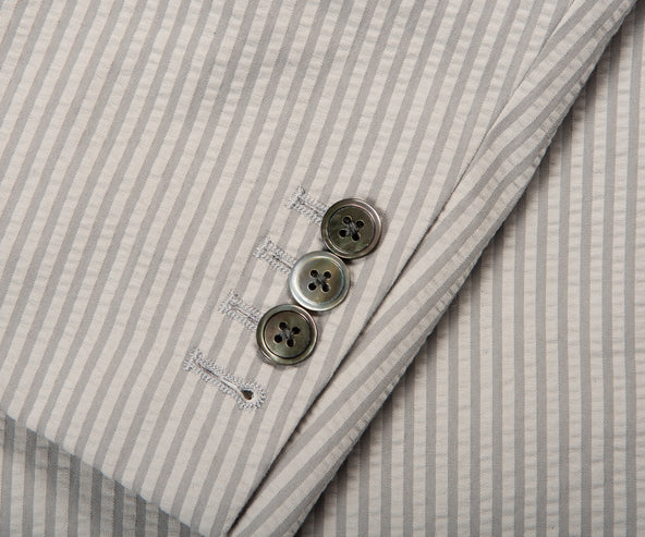 Thom Browne Seersucker Pinstriped Suit Grey