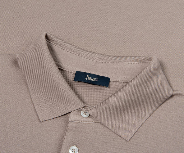 Herno Jersey Crepe SS Polo Mushroom