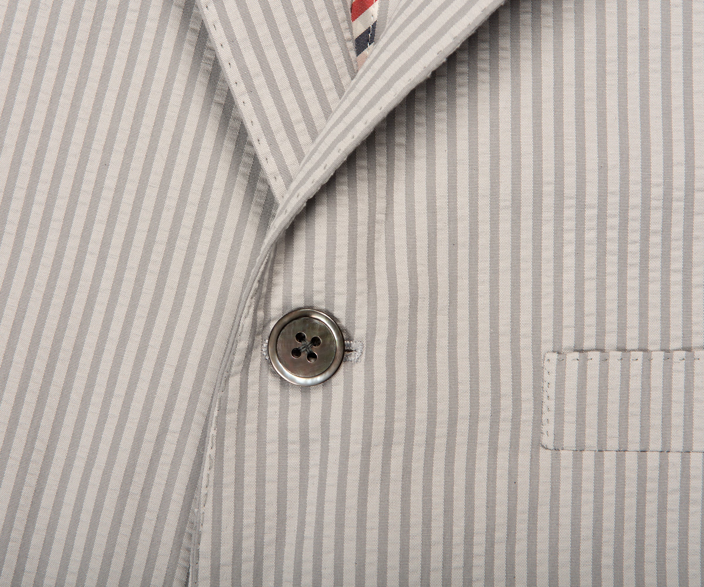 Thom Browne Seersucker Pinstriped Suit Grey