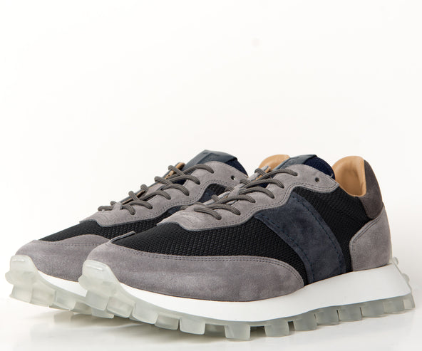 Tods Suede And Mesh Runners Grey/Navy