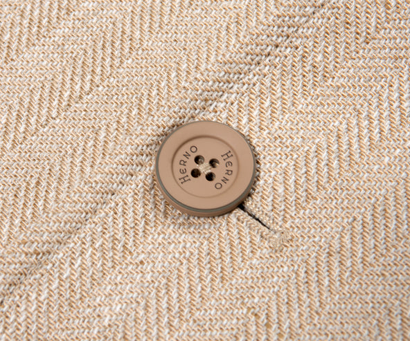 Herno Linen Blazer With Nylon Removable Hood Beige