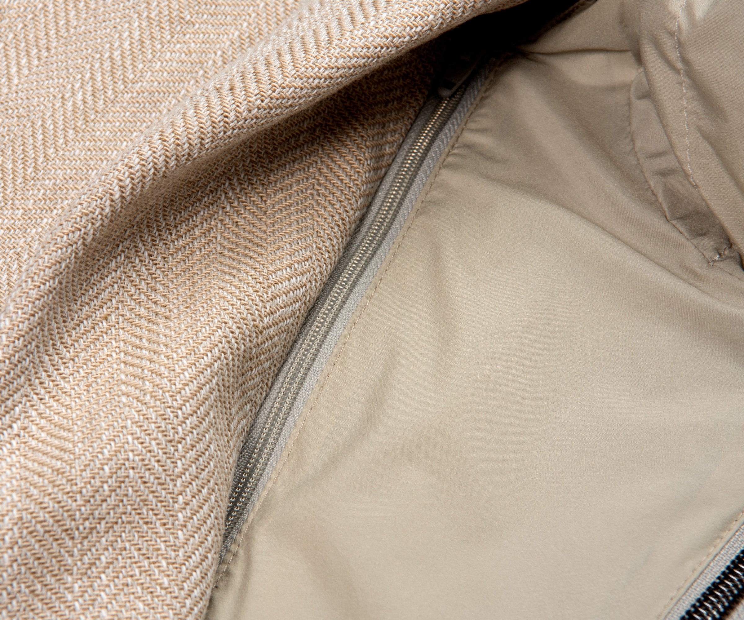 Herno Linen Blazer With Nylon Removable Hood Beige