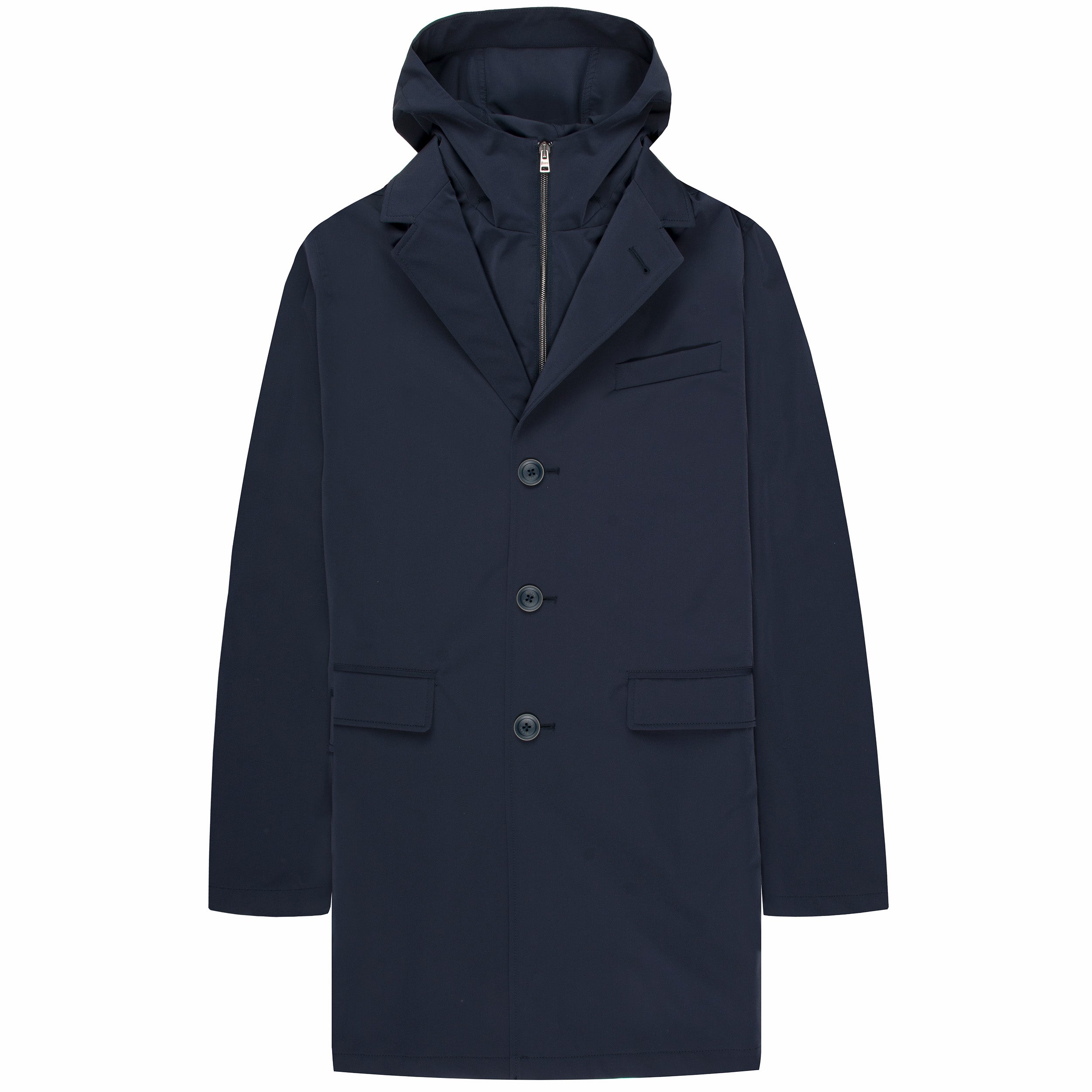 Herno Hooded Trench Coat Navy