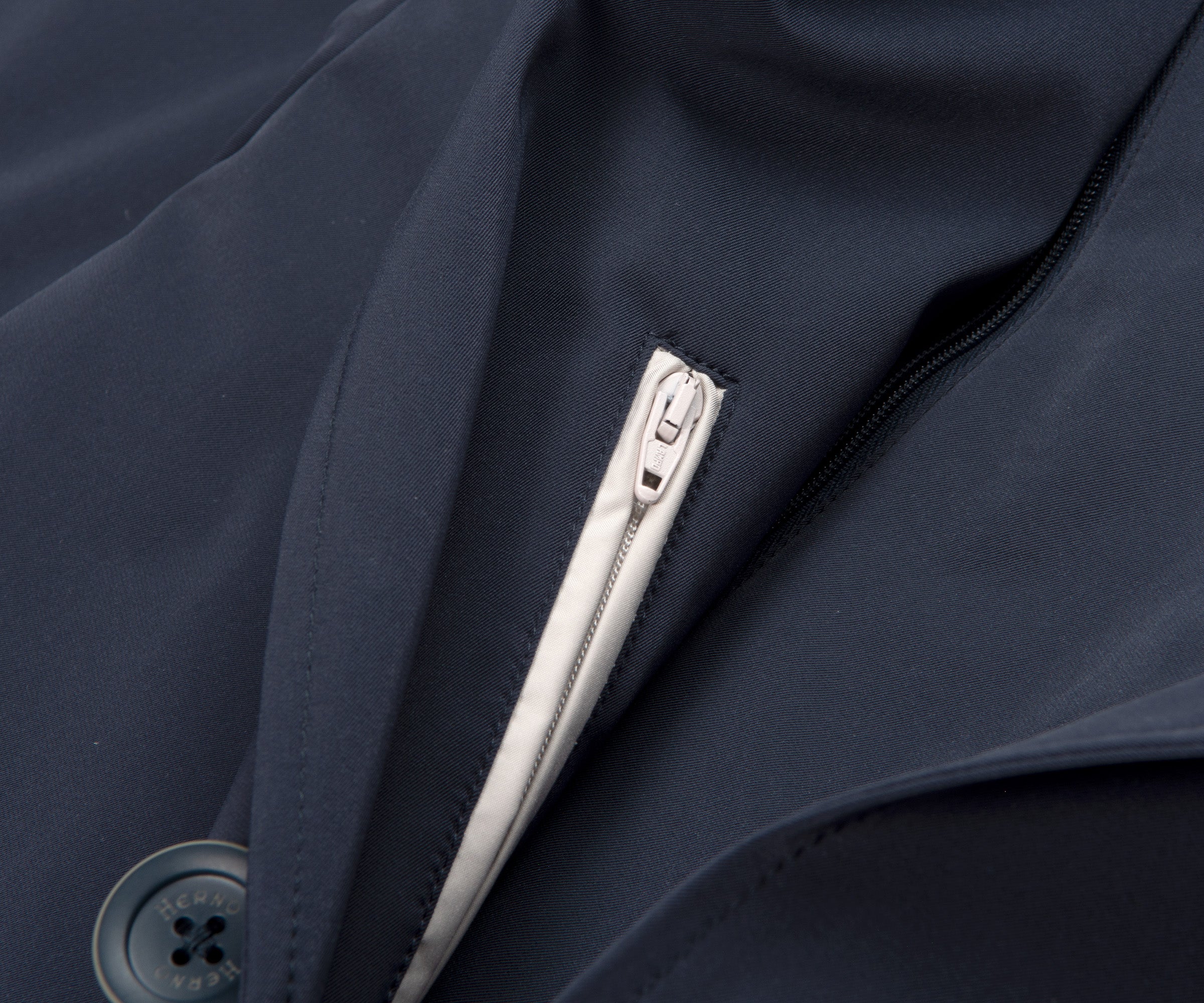 Herno Hooded Trench Coat Navy