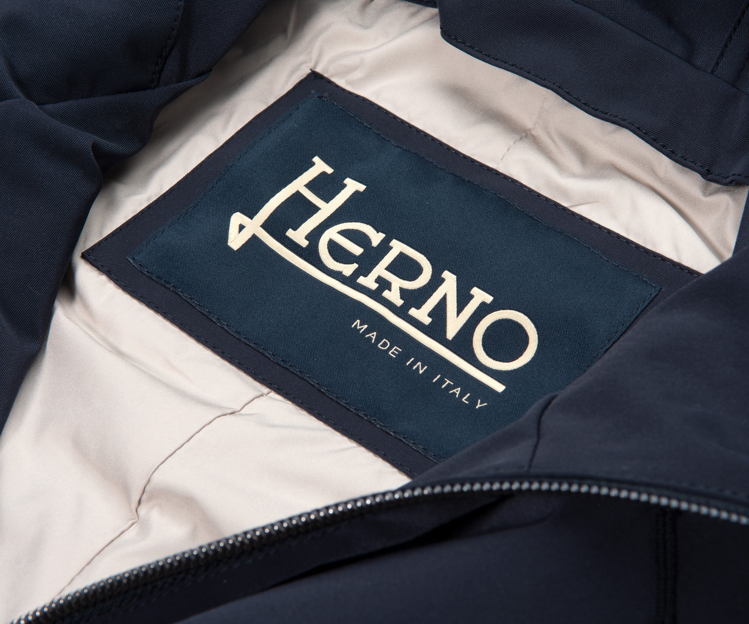 Herno Hooded Trench Coat Navy