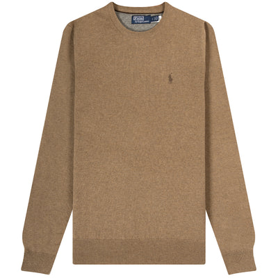 Polo Ralph Lauren Classic Logo Crewneck Knit Honey Brown Heather