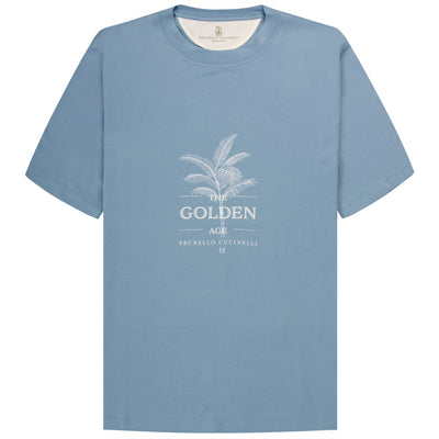 BRUNELLO CUCINELLI Tree Print T-shirt Light Blue