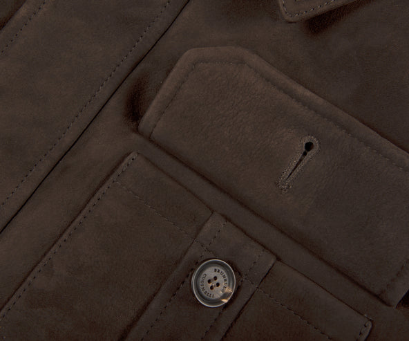 BRUNELLO CUCINELLI Suede Field Jacket Patch Pockets Brown