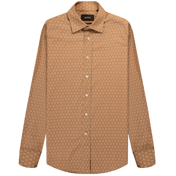 HUGO BOSS BOSS L-JIM-KENT Madallion Patterned Shirt Beige