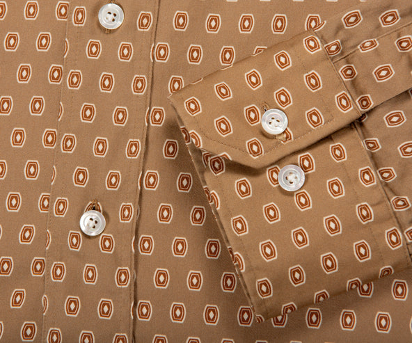 HUGO BOSS BOSS L-JIM-KENT Madallion Patterned Shirt Beige