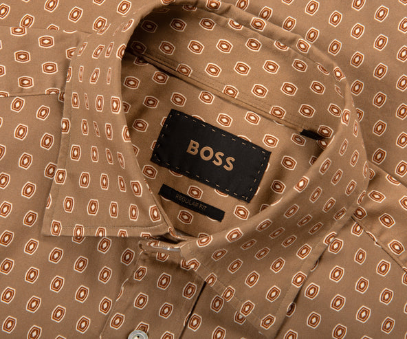 HUGO BOSS BOSS L-JIM-KENT Madallion Patterned Shirt Beige