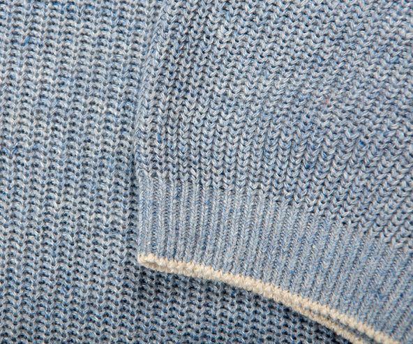 BRUNELLO CUCINELLI Ribbed Large Buttoned Polo Sky Blue