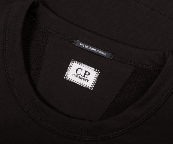 C.P. Company Metropolis Nylon Panelled Pocket Crewneck Sweatshirt Black