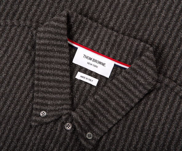 Thom Browne Striped Button Down SS Polo Grey