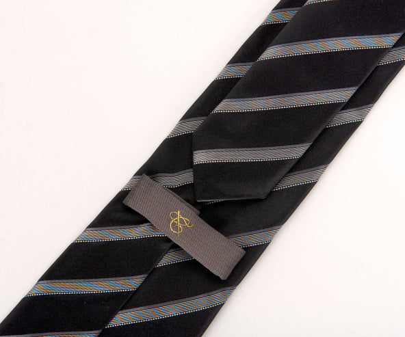 Canali Diagonal Bar Stripe Tie Black