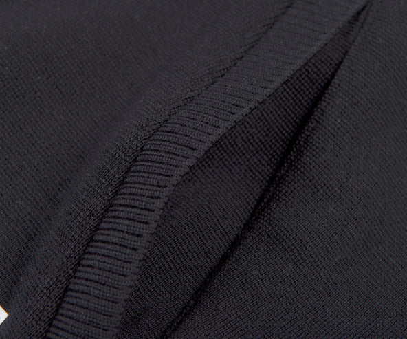 Thom Browne Funnel Neck Stripe Trim Wool Cardigan Navy