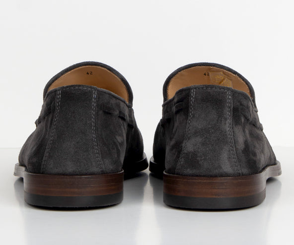 BRUNELLO CUCINELLI Suede Penny Loafers Dark Grey