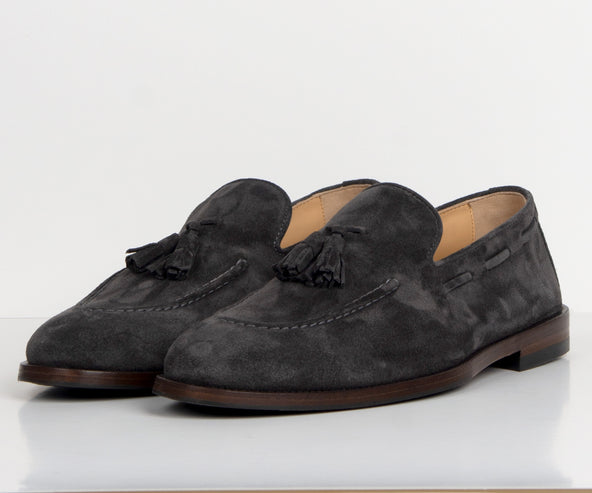 BRUNELLO CUCINELLI Suede Penny Loafers Dark Grey