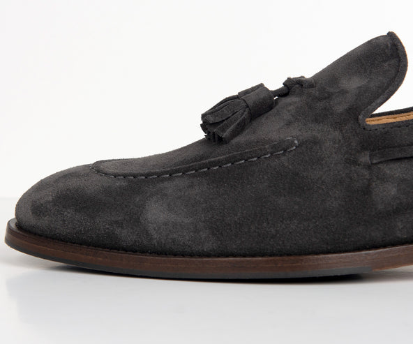 BRUNELLO CUCINELLI Suede Penny Loafers Dark Grey