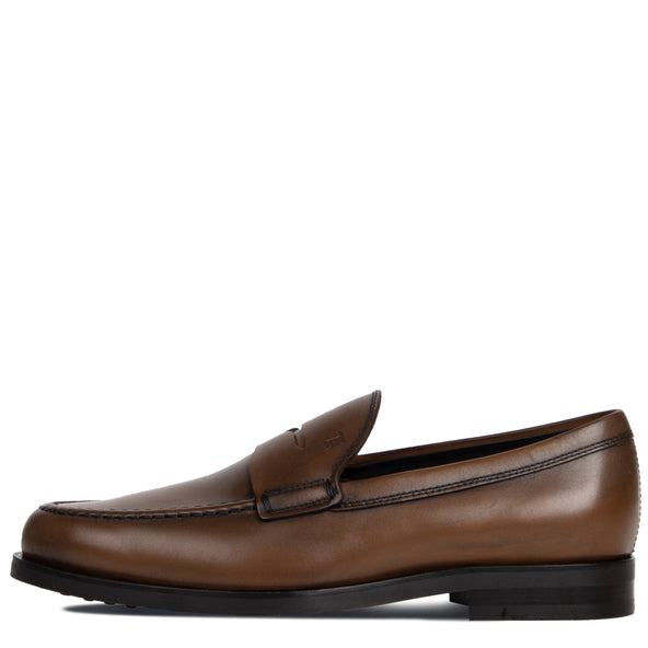 Tods Penny Rubber Sole Loafer Chocolate Brown