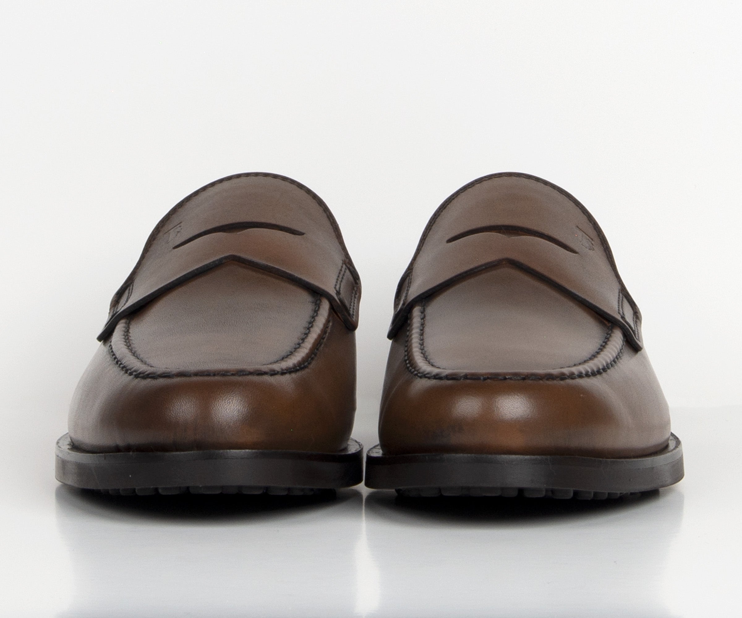 Tods Penny Rubber Sole Loafer Chocolate Brown