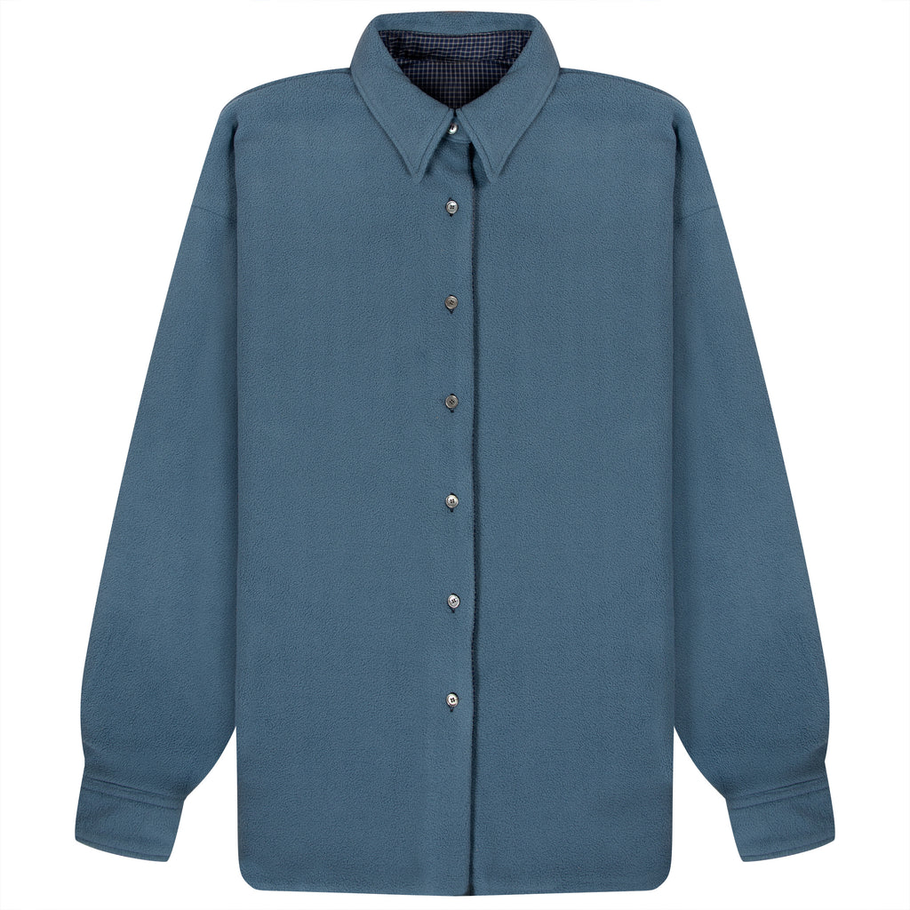 Acne Studios Check Reversible Fleece Jacket Dark Blue