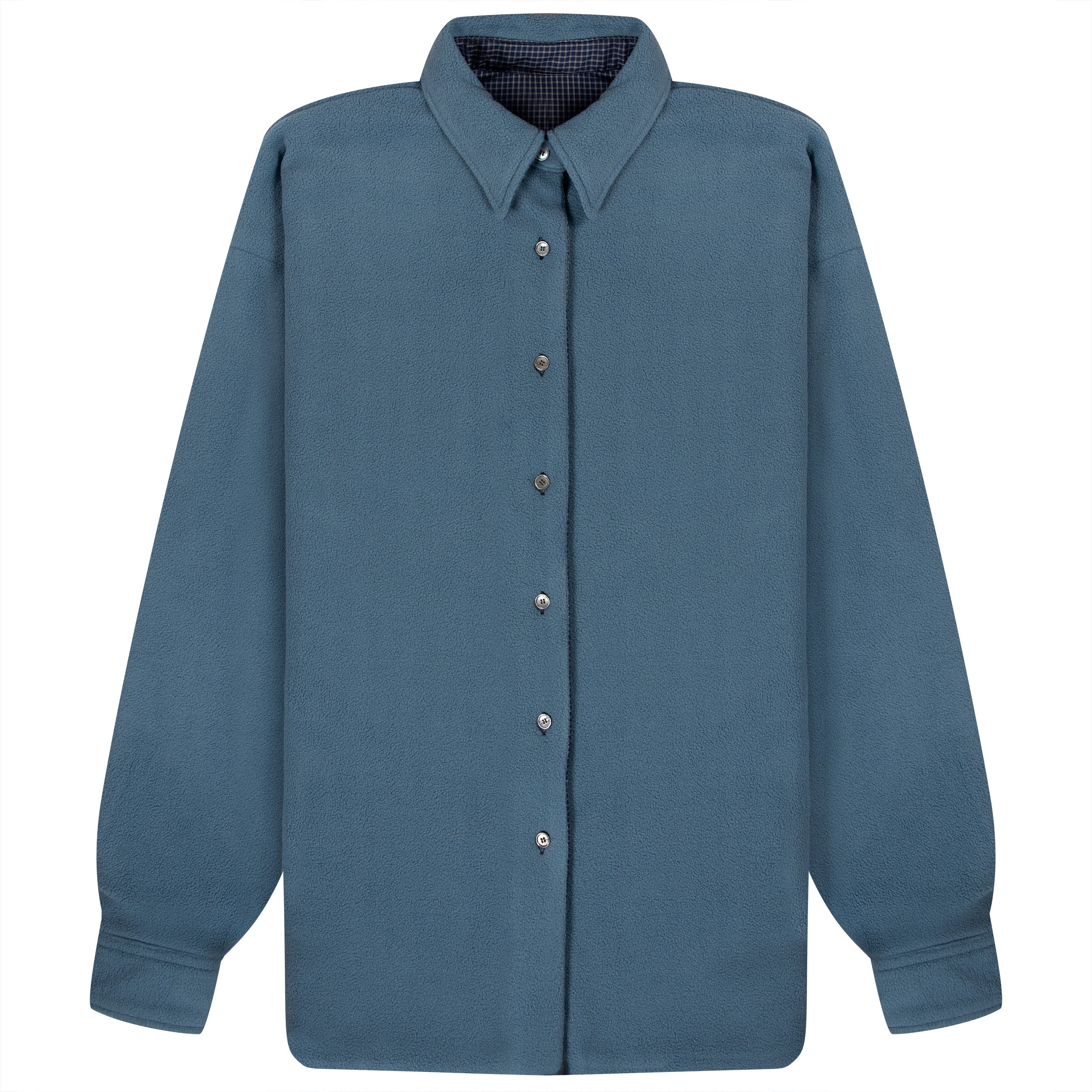 Acne Studios Check Reversible Fleece Jacket Dark Blue