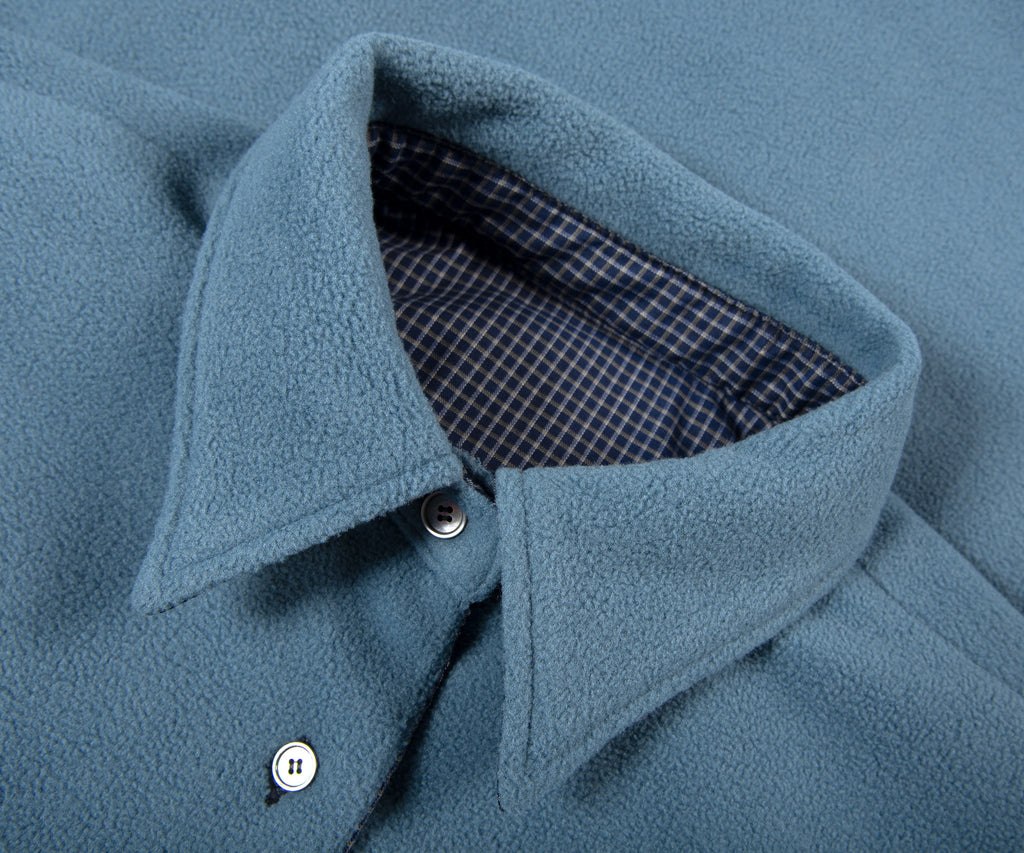 Acne Studios Check Reversible Fleece Jacket Dark Blue