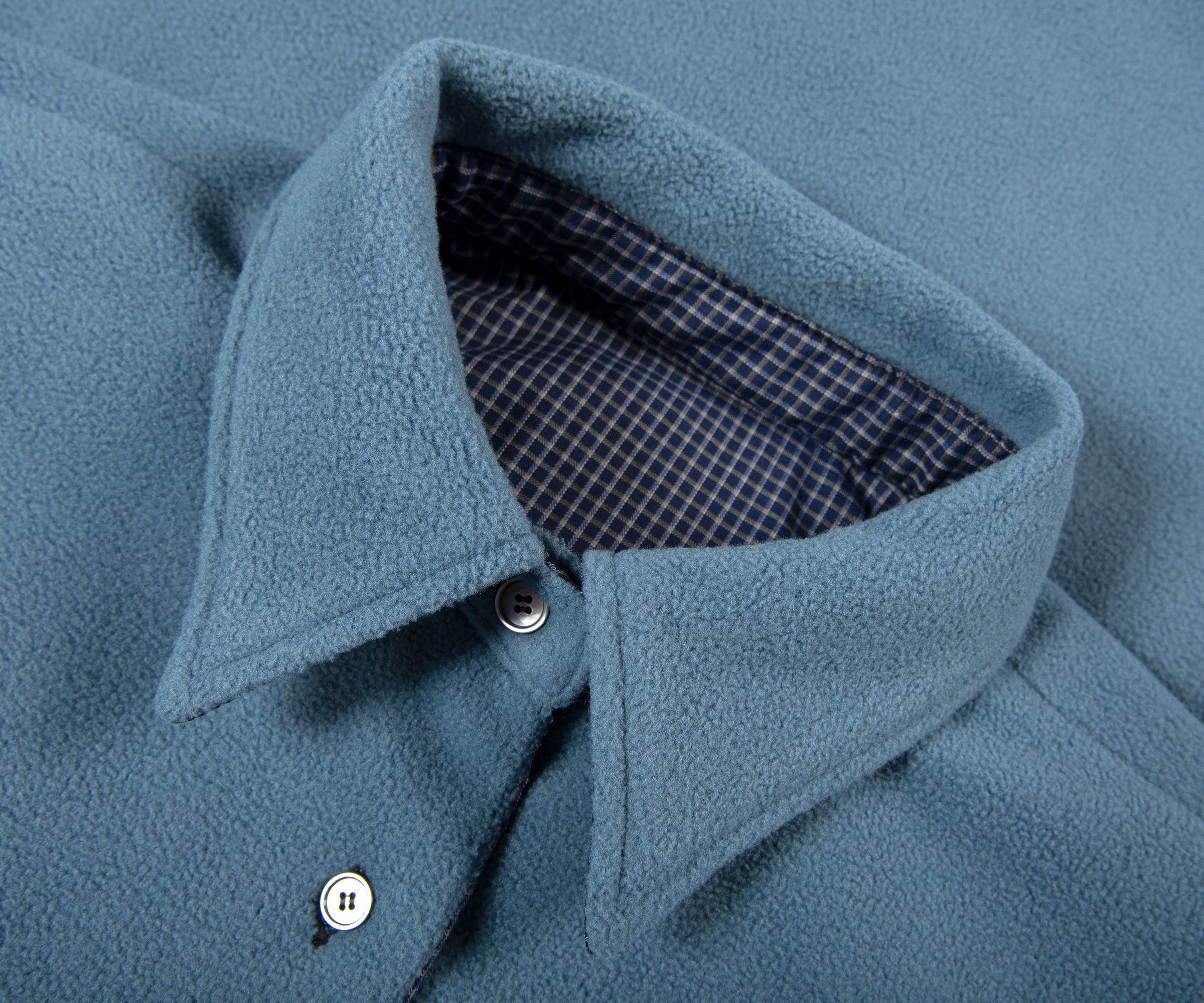 Acne Studios Check Reversible Fleece Jacket Dark Blue