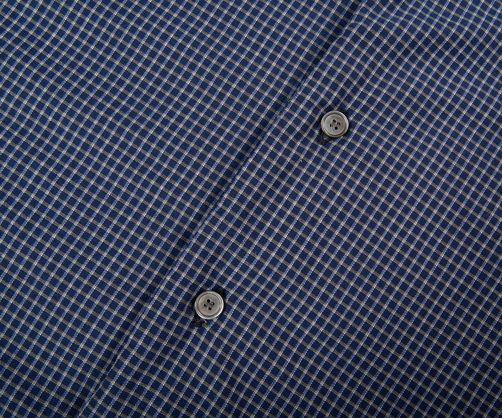 Acne Studios Check Reversible Fleece Jacket Dark Blue