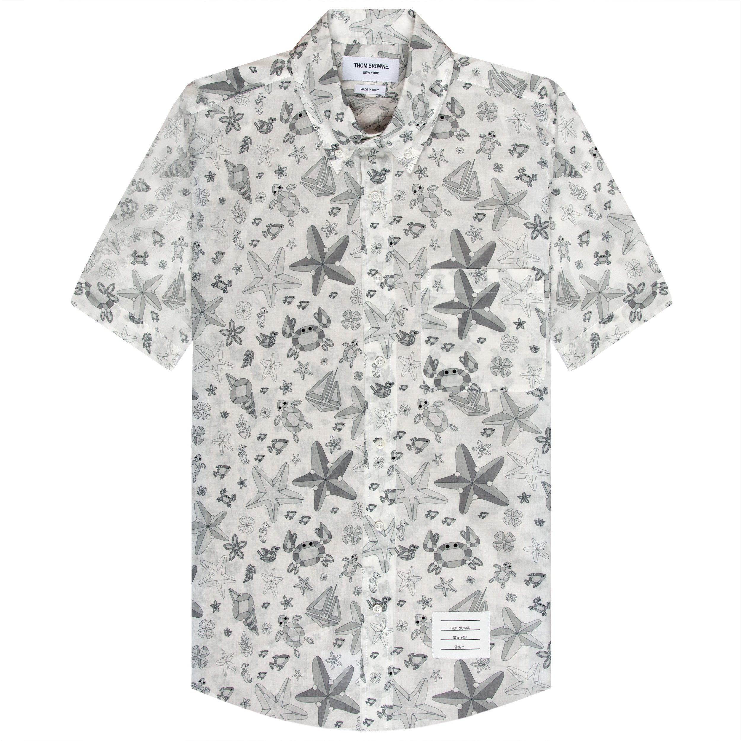 Thom Browne All Over Sealife Gem Printed Shirt White/ Grey