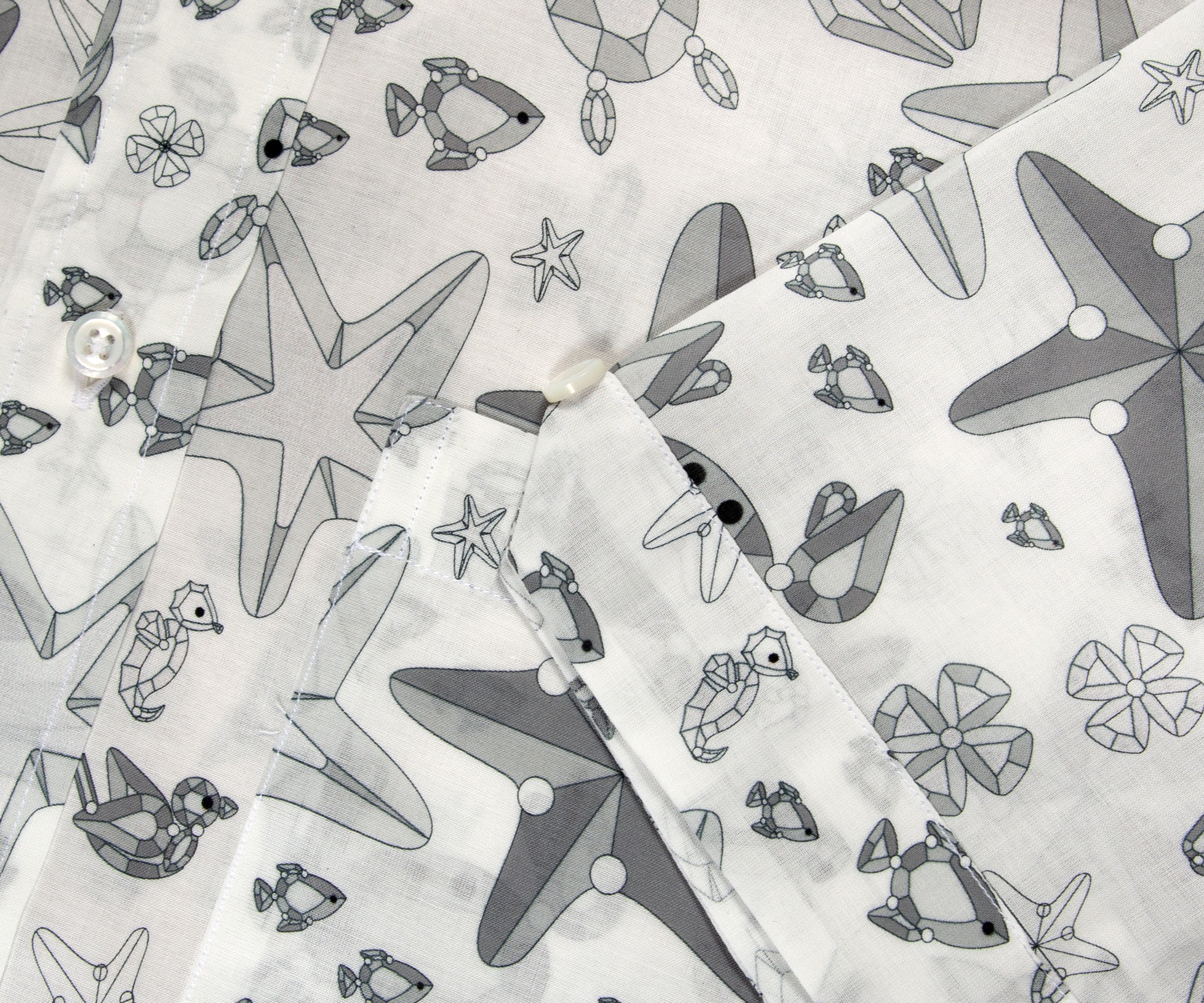 Thom Browne All Over Sealife Gem Printed Shirt White/ Grey