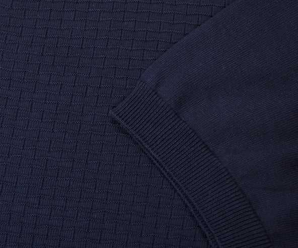 Canali Textured Knitted Polo Navy