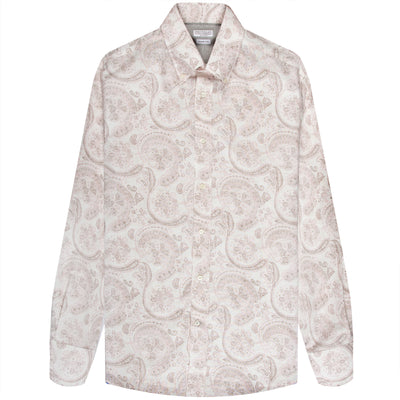BRUNELLO CUCINELLI Paisley Linen Shirt Pink