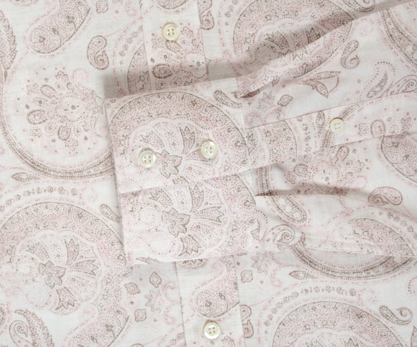 BRUNELLO CUCINELLI Paisley Linen Shirt Pink