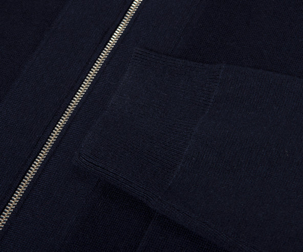 Norse Projects Bjarne Merino Full Zip Knitted Overshirt Navy