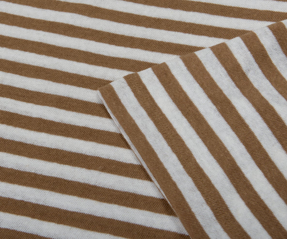 HUGO BOSS Tiburt Striped Linen T-Shirt Brown/White