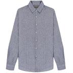 Canali Textured Stripe Slim Fit Shirt Navy/White